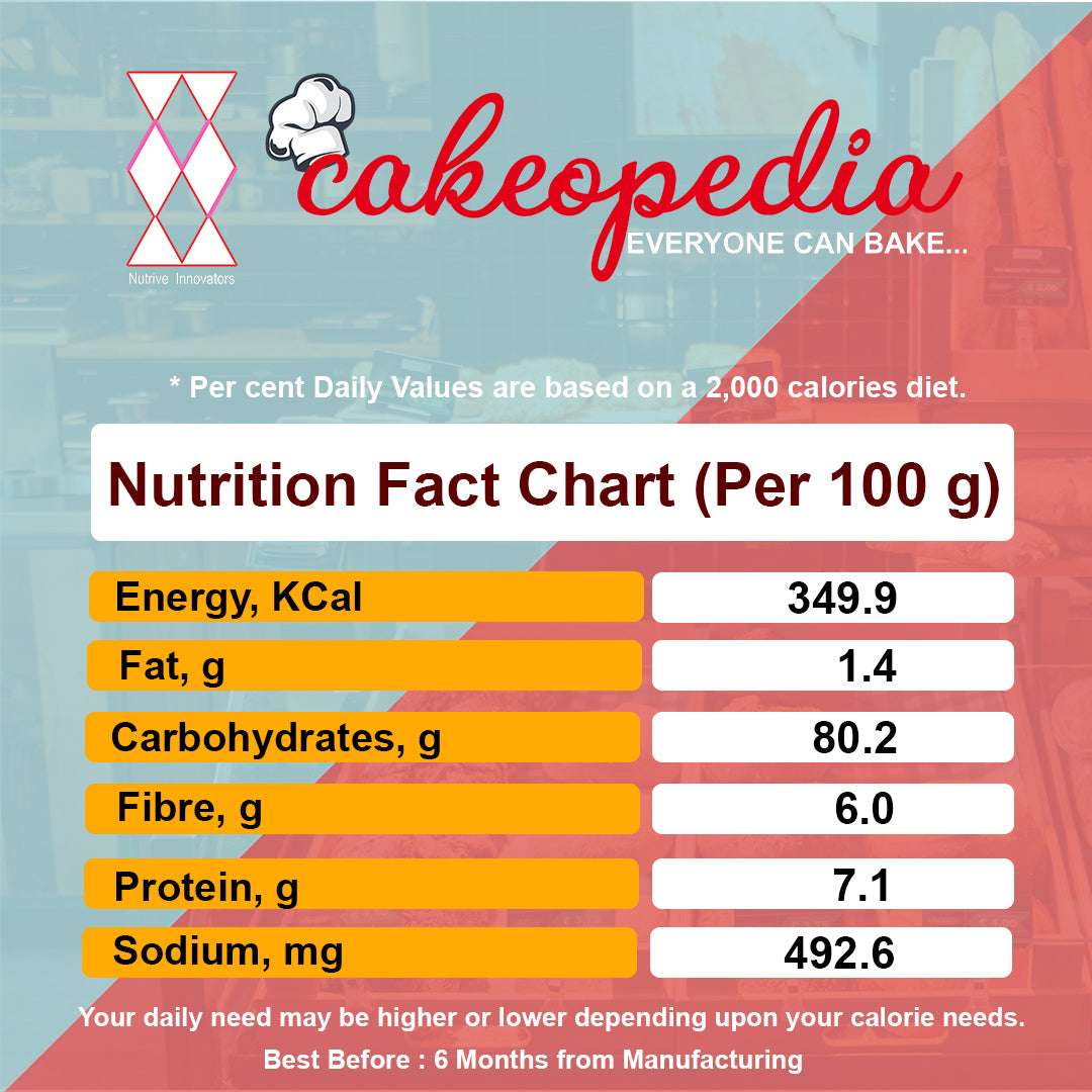 nutrition chart for wheat vanilla cake